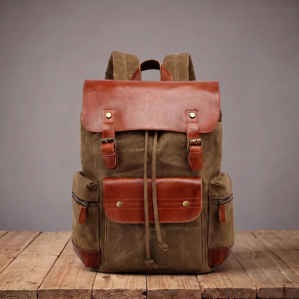 Redmond | Men's Canvas Travel Laptop Backpack  - Color:Brown