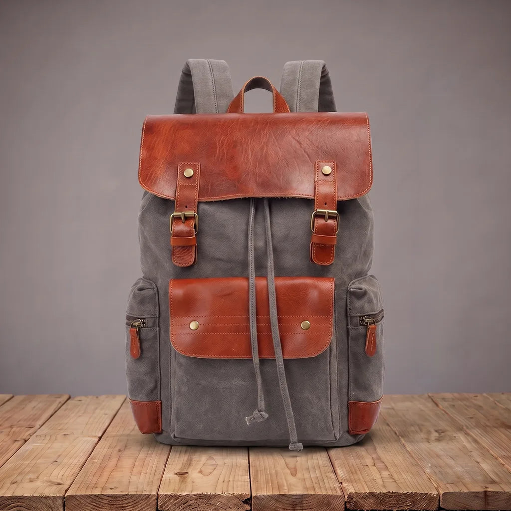 Redmond | Men's Canvas Travel Laptop Backpack  - Color:Gray