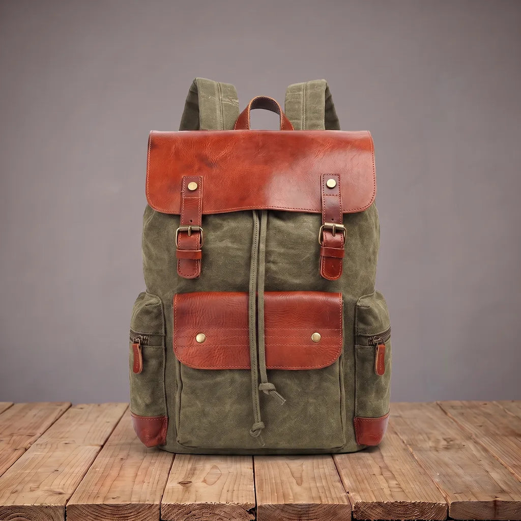 Redmond | Men's Canvas Travel Laptop Backpack  - Color:Green