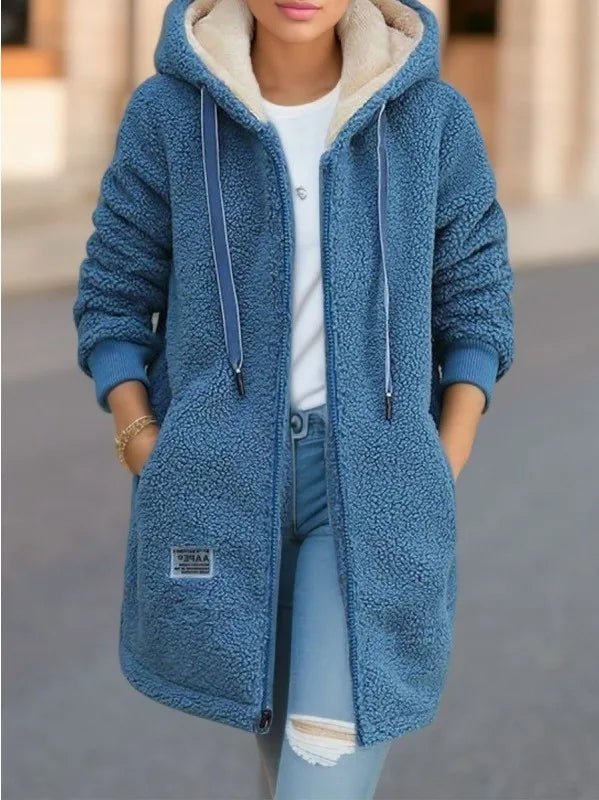 Regina | Women's Cozy Hooded Jacket - Color:Blue;Size:S