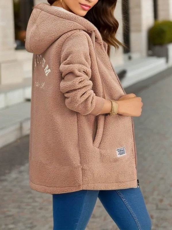 Regina | Women's Cozy Hooded Jacket - Color:Brown;Size:S