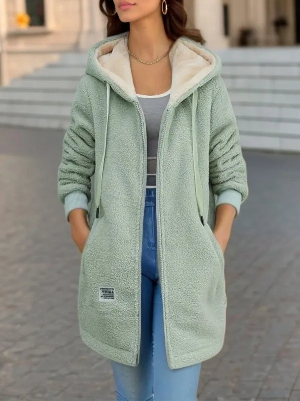 Regina | Women's Cozy Hooded Jacket - Color:Green;Size:S