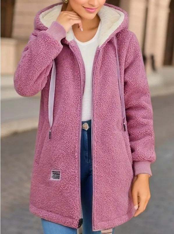 Regina | Women's Cozy Hooded Jacket - Color:Pink;Size:S