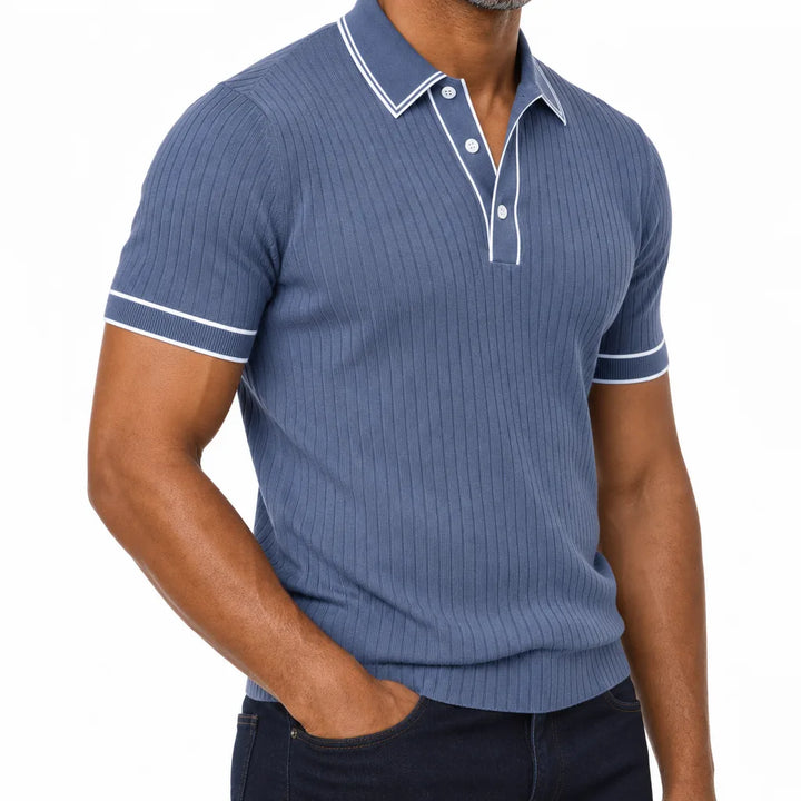 Men's Blue Patience Striped Polo Shirt