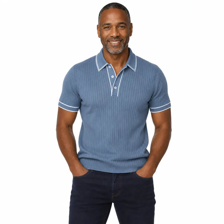 Men's Blue Patience Striped Polo Shirt