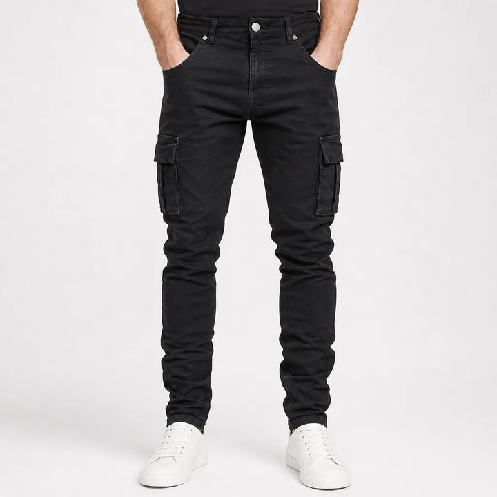Rhys | Men's Fall Cargo Jeans - Color:Black;Size:XS