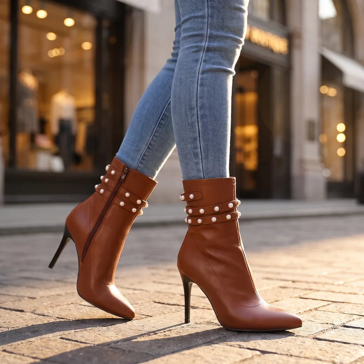 Women's Brown Piper Buckle Ankle Boots