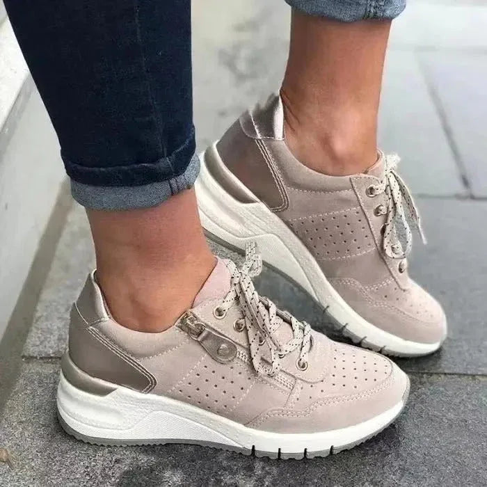 Rihanna | Women's Orthopedic Walking Sneakers  - Color:Khaki;Size:36