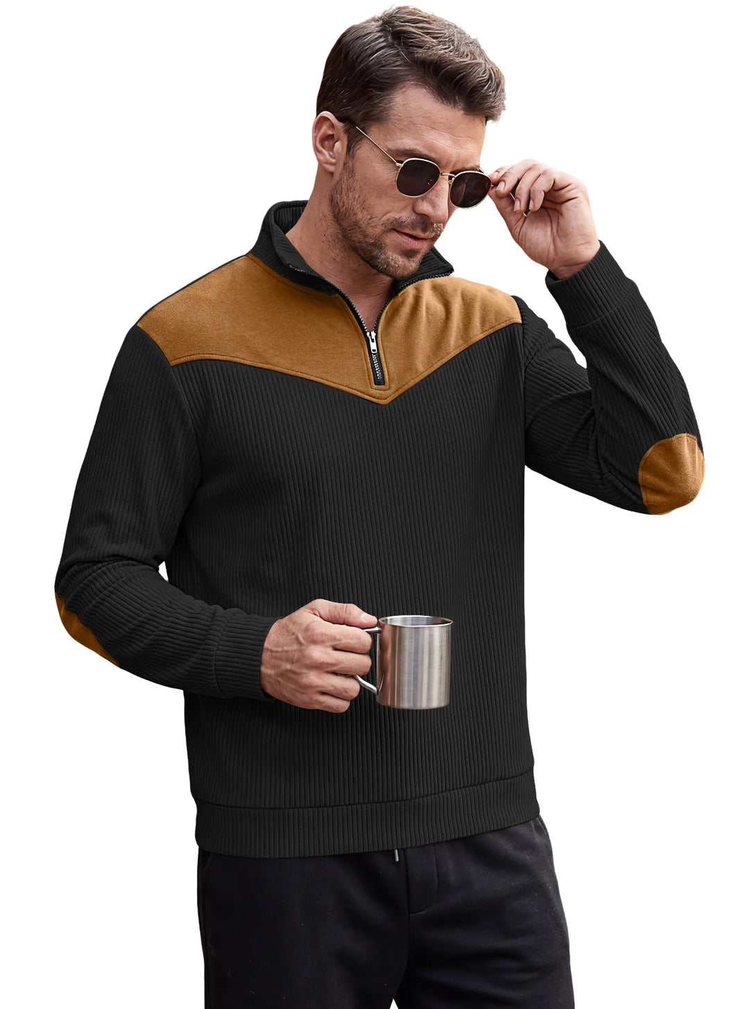 Rio | Men's Quarter Half-Zip Sweater  - Color:Black;Size:XS