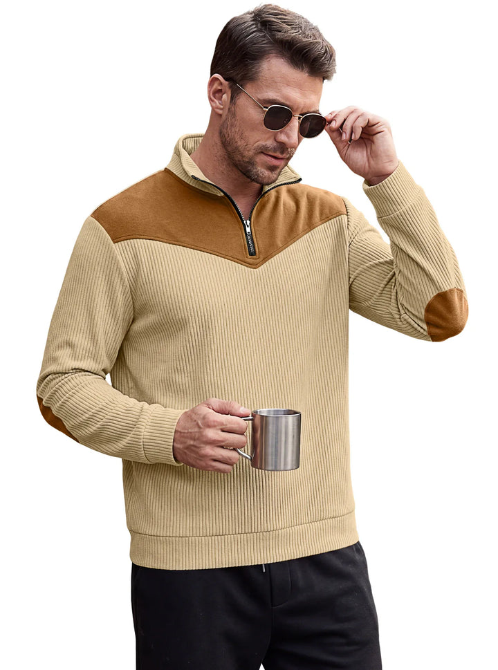 Rio | Men's Quarter Half-Zip Sweater  - Color:Khaki;Size:XS
