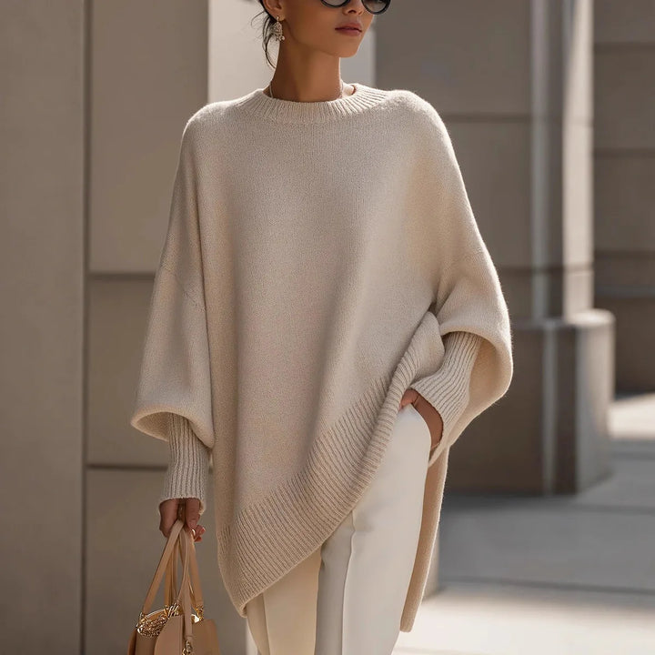 Robin | Women's Oversized Batwing Sweater - Color:Beige;Size:XXS