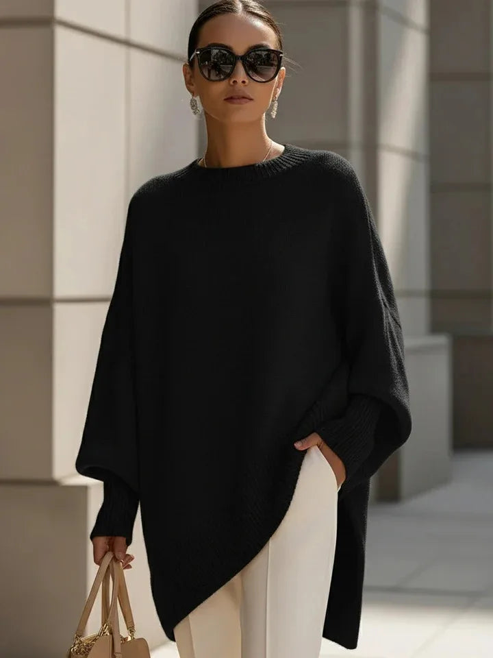 Robin | Women's Oversized Batwing Sweater - Color:Black;Size:XXS