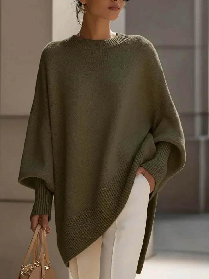 Robin | Women's Oversized Batwing Sweater - Color:Olive Green;Size:XXS