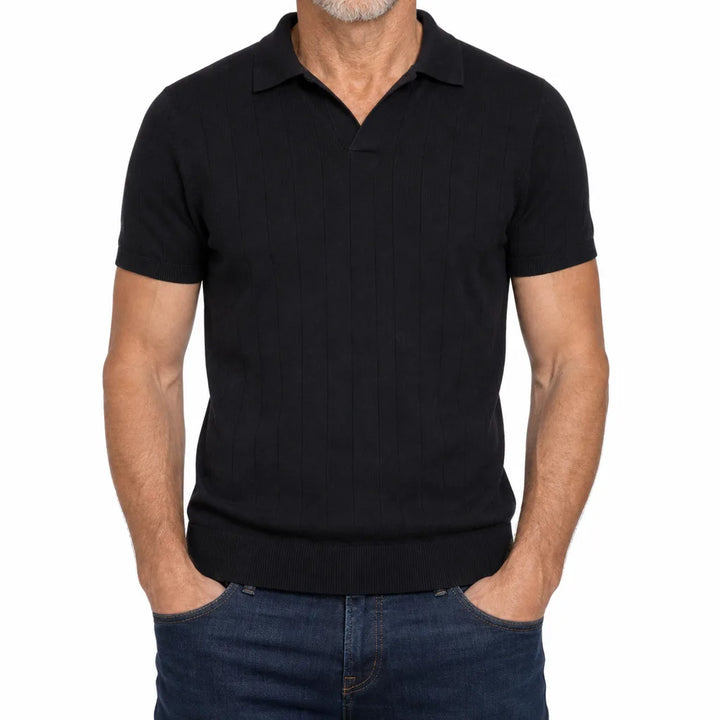 Roman | Men's Fall Knit Polo Shirt - Color:Black;Size:S