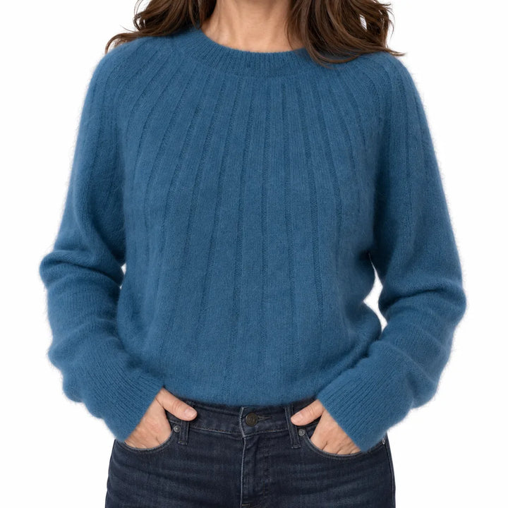 Romilly |  Elegant Warm Rib Knit Jumper  - Color:Blue;Size:XS