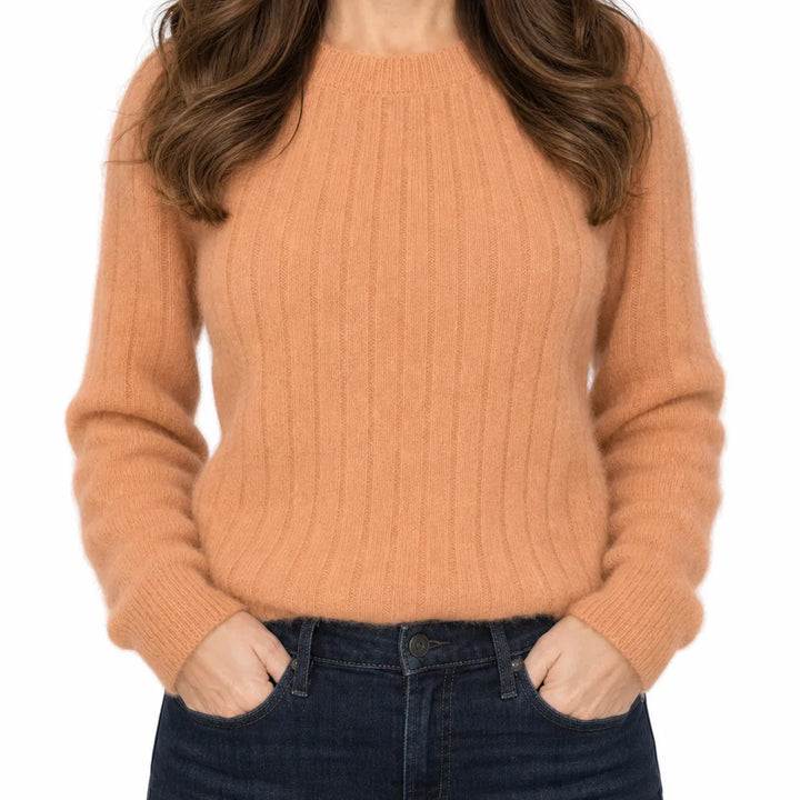 Romilly |  Elegant Warm Rib Knit Jumper  - Color:Orange;Size:XS