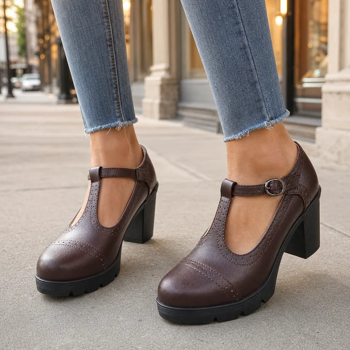 Women's Dark Brown Woodward | Women's Orthopedic Block-Heel Mary Jane Shoes