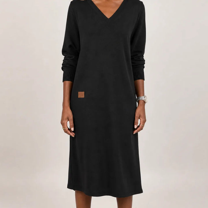 Rosabel | Long Sleeve Jumper Dress  - Color:Black;Size:XS