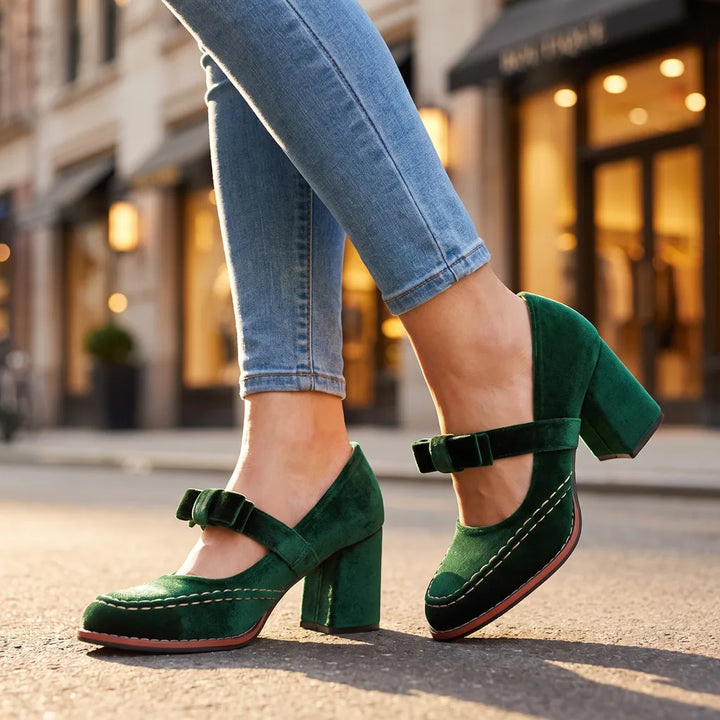 Rosalie Mary Jane Heels - Color:Green;Size:35