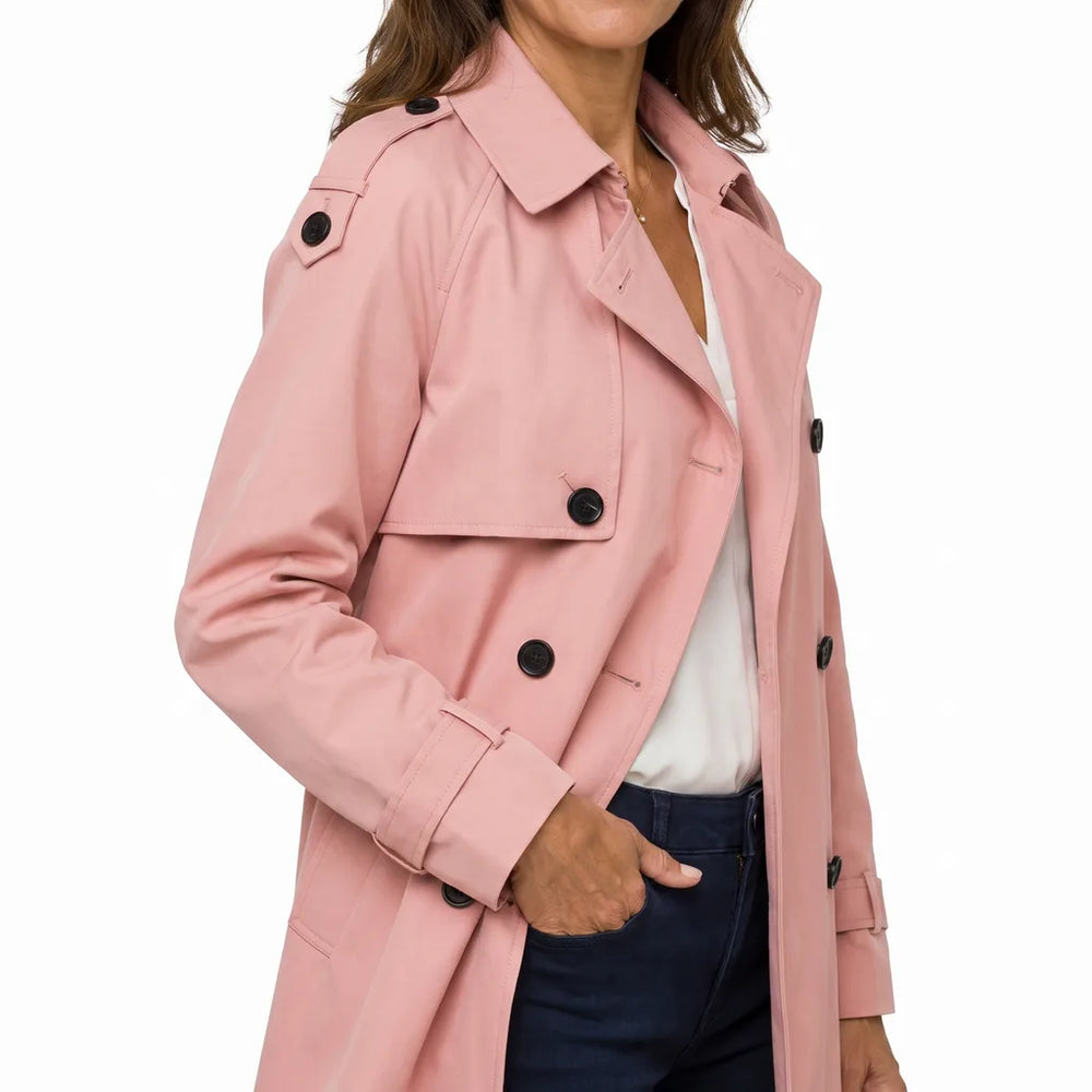 Women's Pink Wells Belted Trench Coat