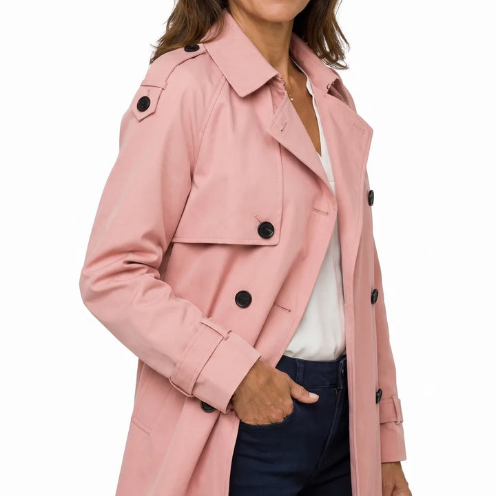 Women's Pink Wells Belted Trench Coat