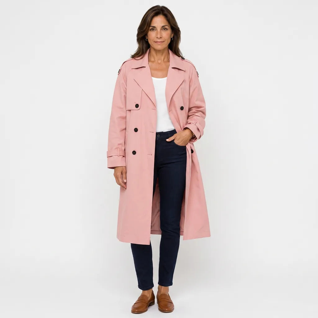 Women's Pink Wells Belted Trench Coat