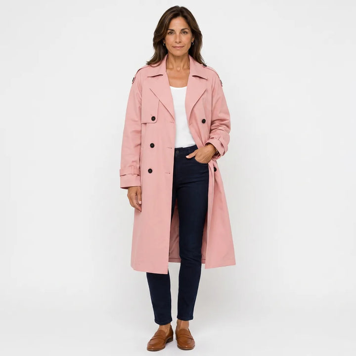 Women's Pink Wells Belted Trench Coat
