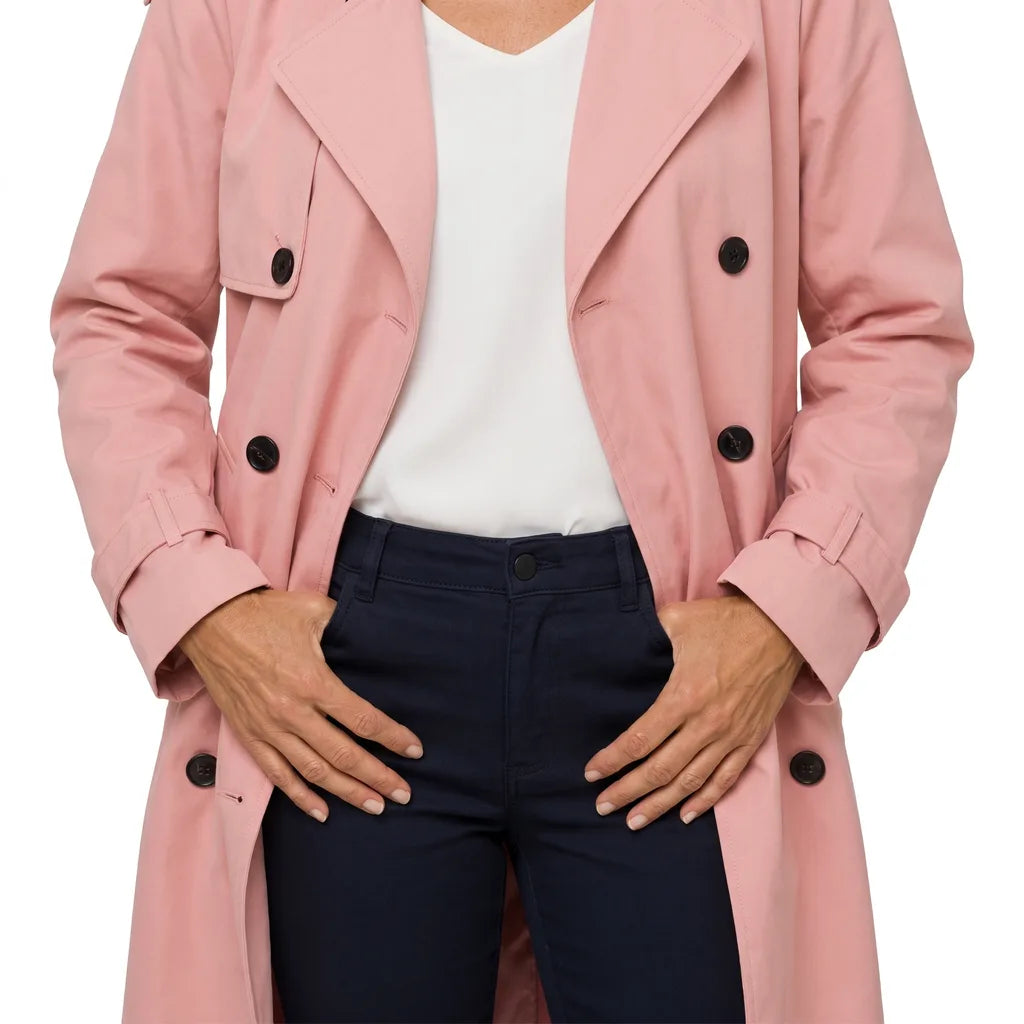 Rosalin | Women's Oversized Long Trench Coat - Color:Pink;Size:XS