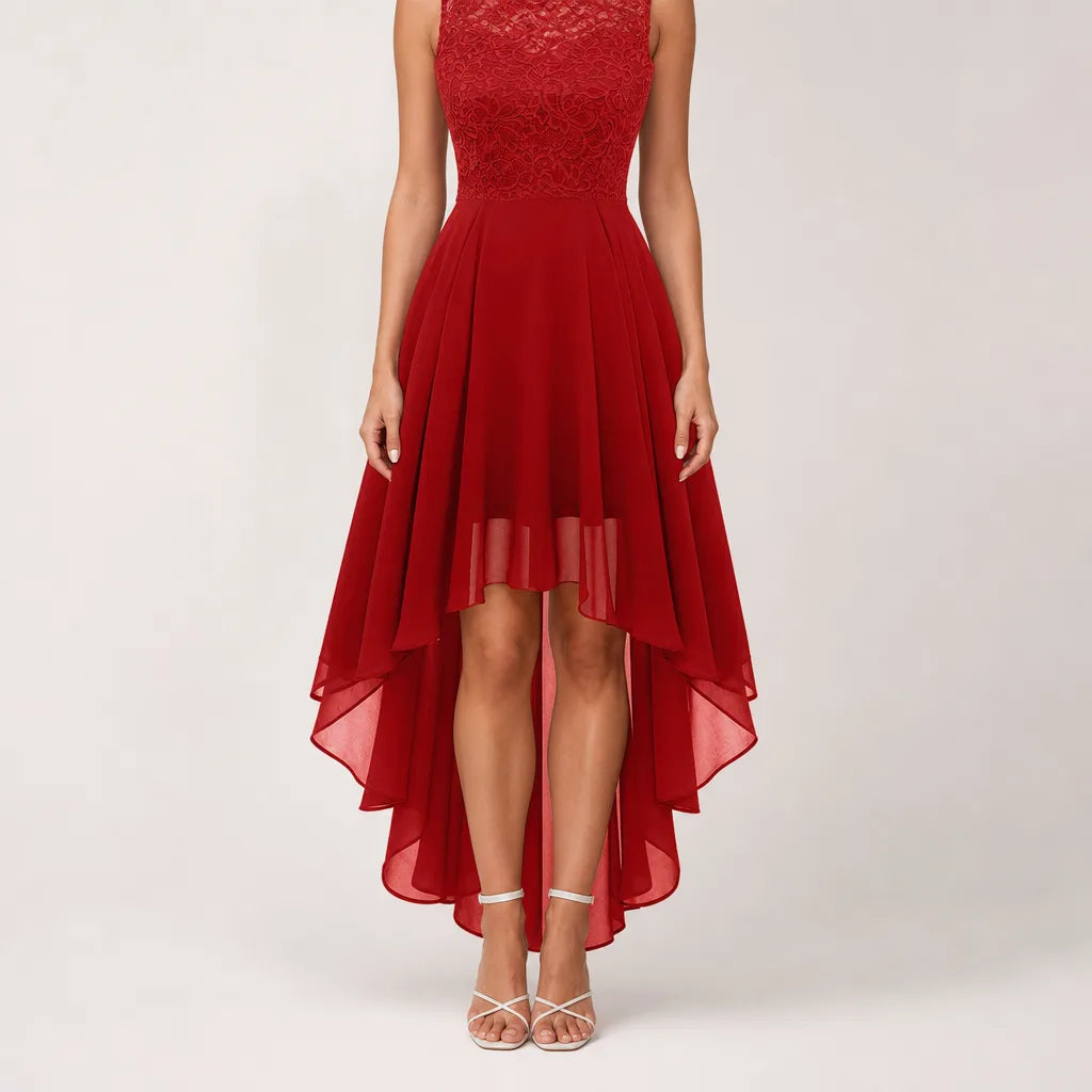Rosalind | Lace Bodice Dress for Elegance - Color:Red;Size:XXS