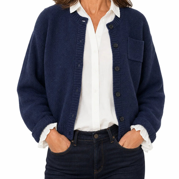 Rosemary | Warm Women's Fall Cardigan - Color:Blue;Size:XS