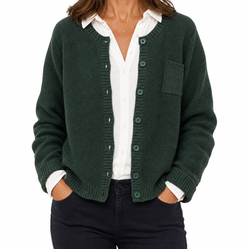 Rosemary | Warm Women's Fall Cardigan - Color:Green;Size:XS