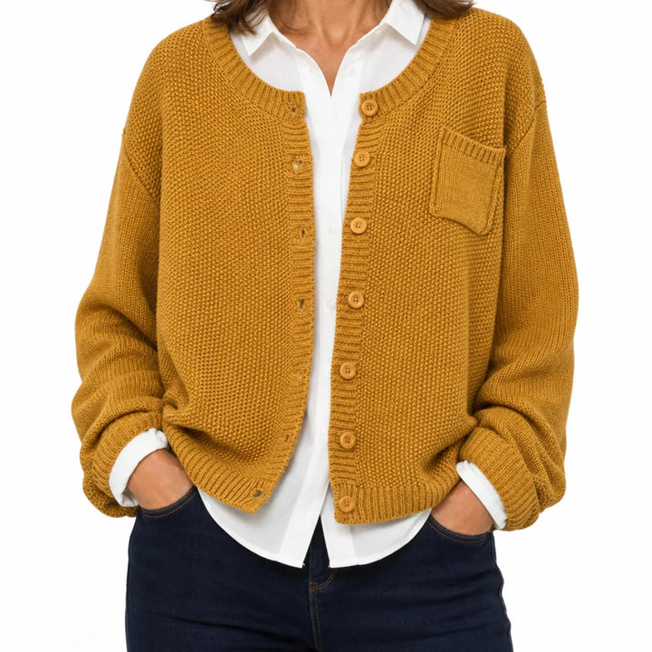 Rosemary | Warm Women's Fall Cardigan - Color:Yellow;Size:XS