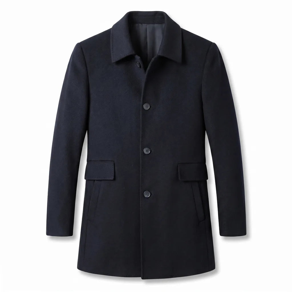 Rossland Lapel Overcoat - Color:Black;Size:S