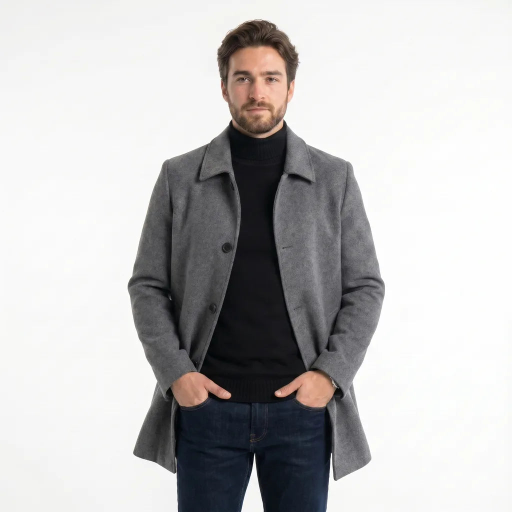 Men's Gray Rosalind Lapel Overcoat