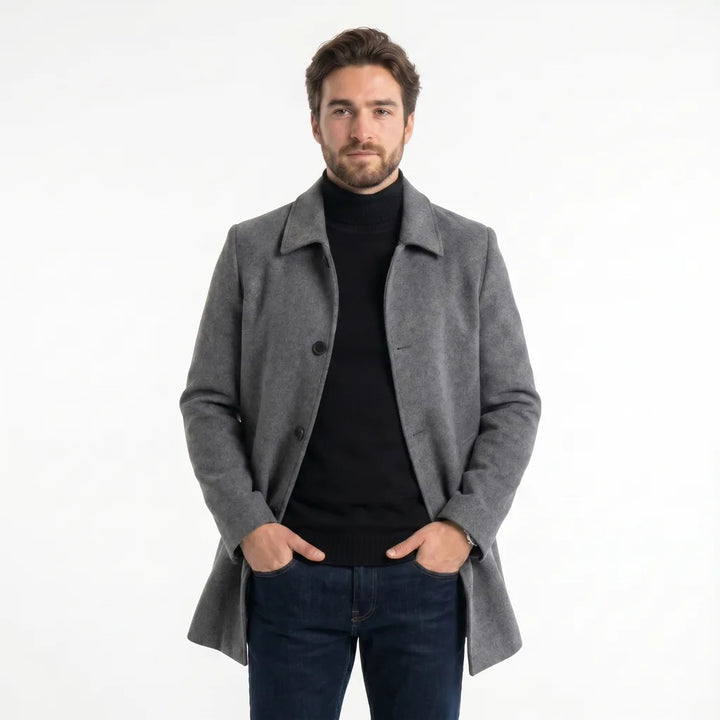 Men's Gray Rosalind Lapel Overcoat