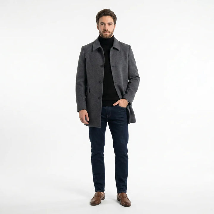 Men's Gray Rosalind Lapel Overcoat