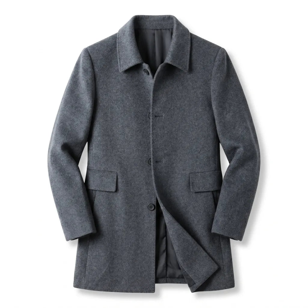 Rossland Lapel Overcoat - Color:Gray;Size:S