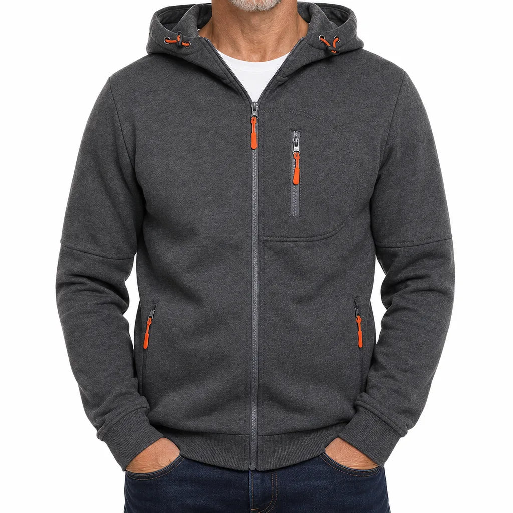 Rowe |  Men's Fall Windbreaker Fleece Jacket - Color:Gray;Size:S