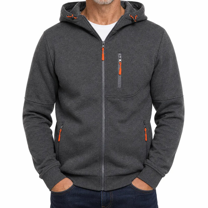 Rowe |  Men's Fall Windbreaker Fleece Jacket - Color:Gray;Size:S