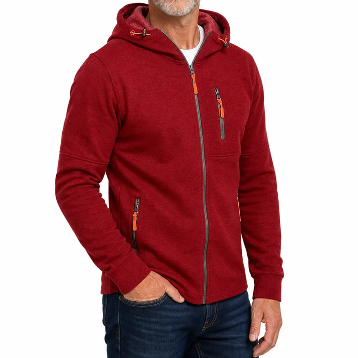 Men's Red Luna Zip Hooded Jacket
