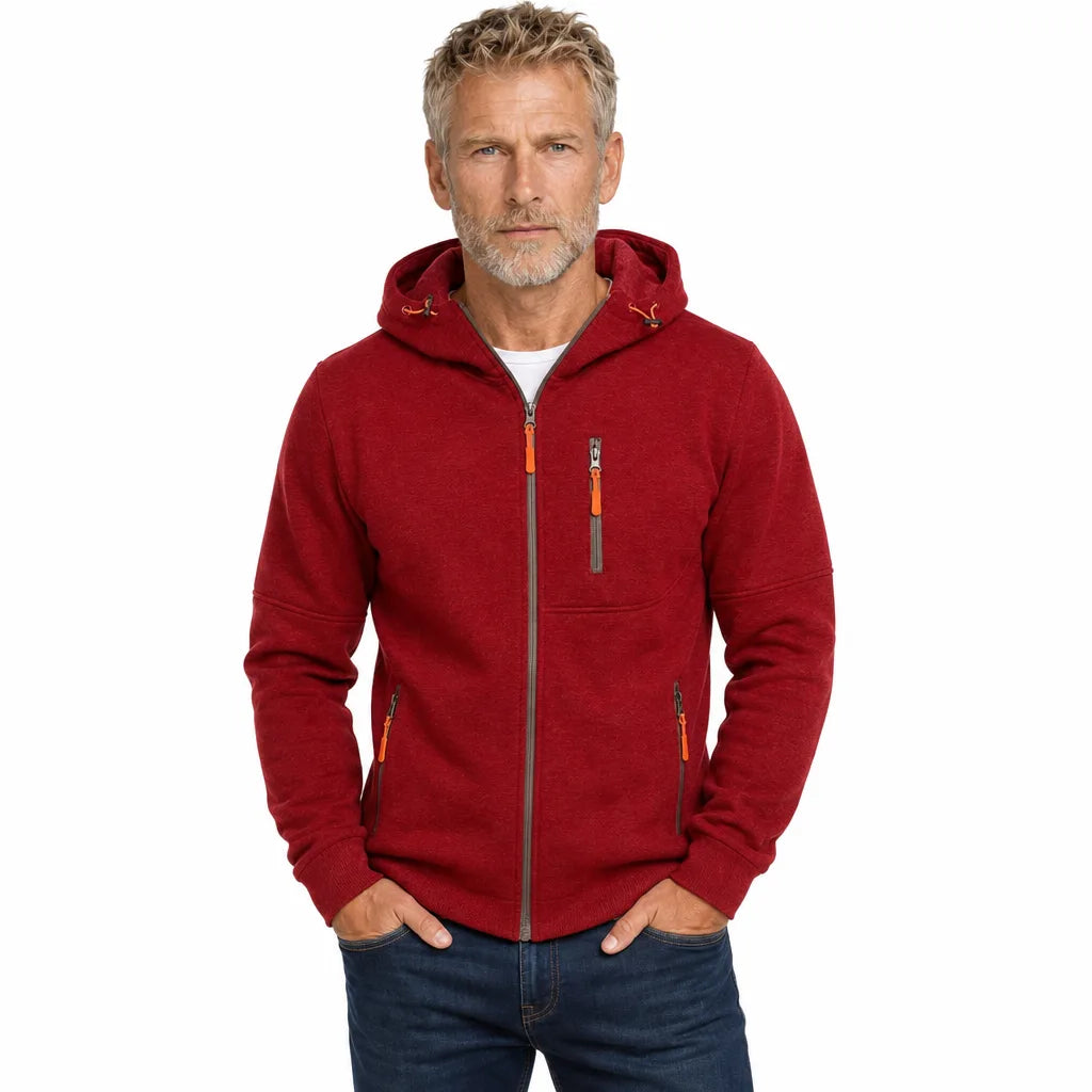 Men's Red Luna Zip Hooded Jacket