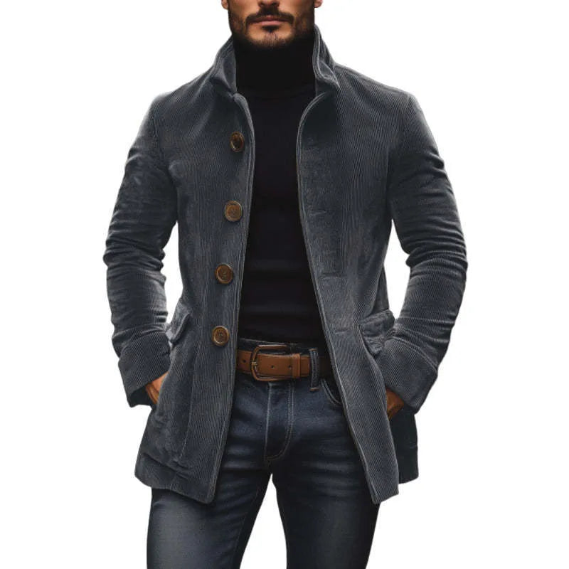 Rufus | Men's Corduroy Winter Coat  - Color:Gray;Size:XS