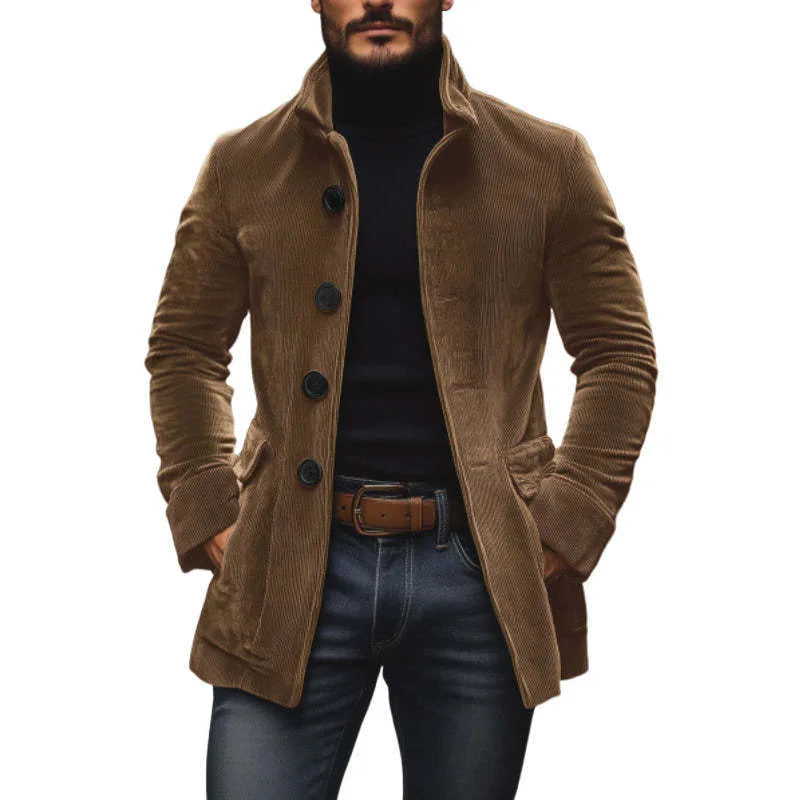Rufus | Men's Corduroy Winter Coat  - Color:Light Brown;Size:XS