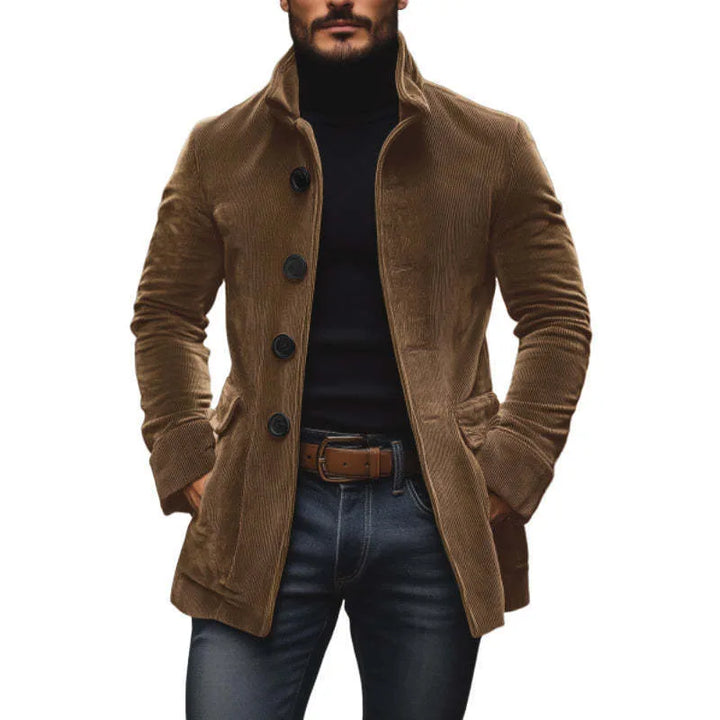 Rufus | Men's Corduroy Winter Coat  - Color:Light Brown;Size:XS