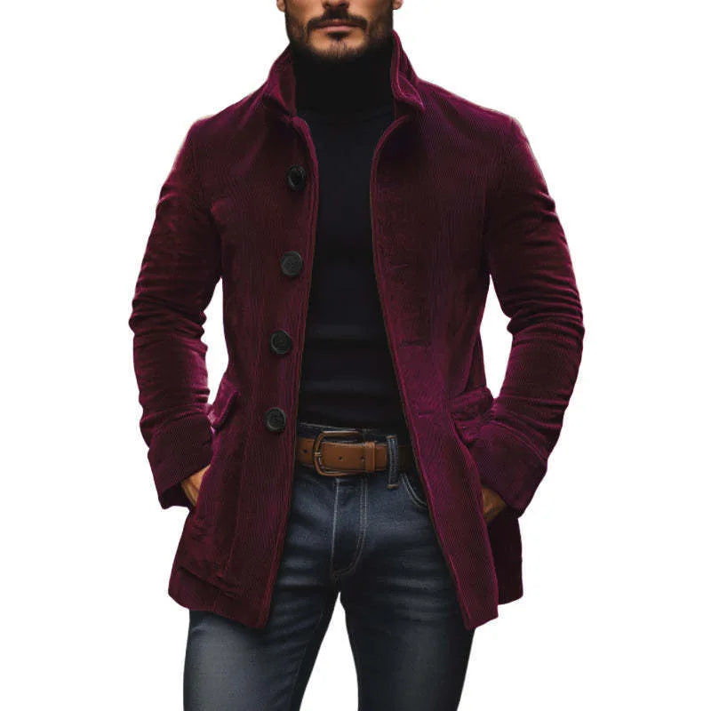 Rufus | Men's Corduroy Winter Coat  - Color:Wine Red;Size:XS
