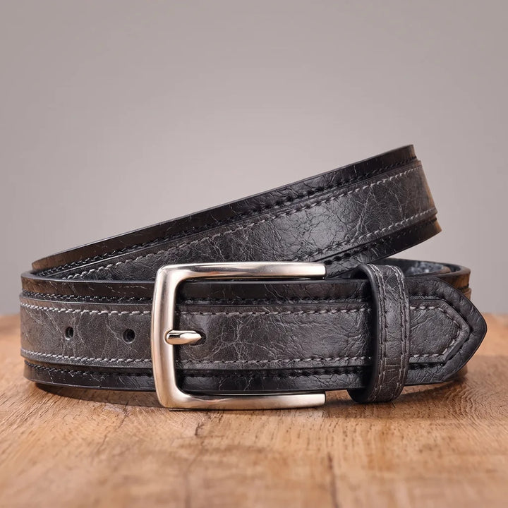Rupert | Men's Designer Leather Belt - Color:Dark Gray/Black;Length:39.4 inches (100 cm)