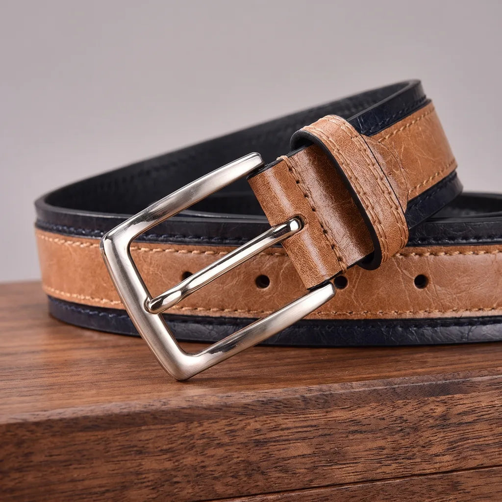 Men's Khaki and dark blue Darwin Pin Buckle Belt