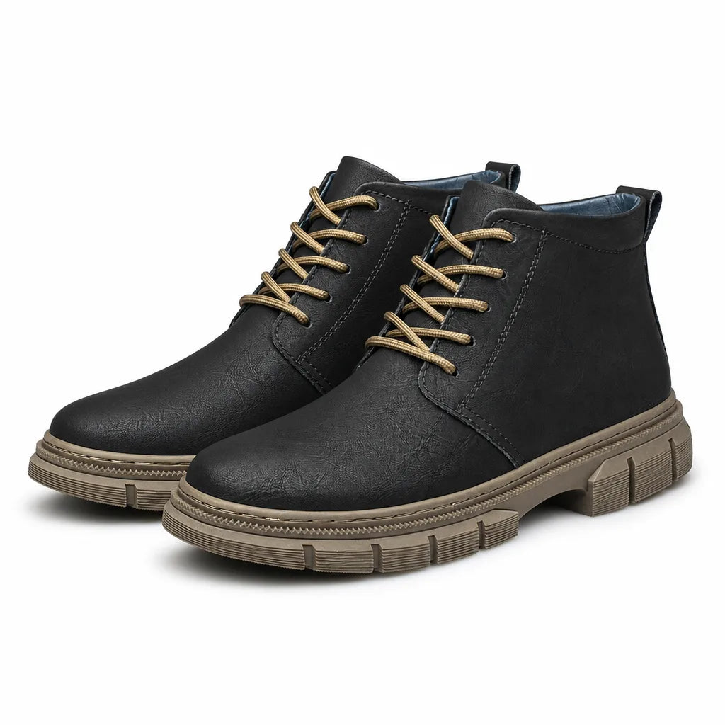 Russell | Men's Leather Ankle Winter Boots - Color:Black;Size:38
