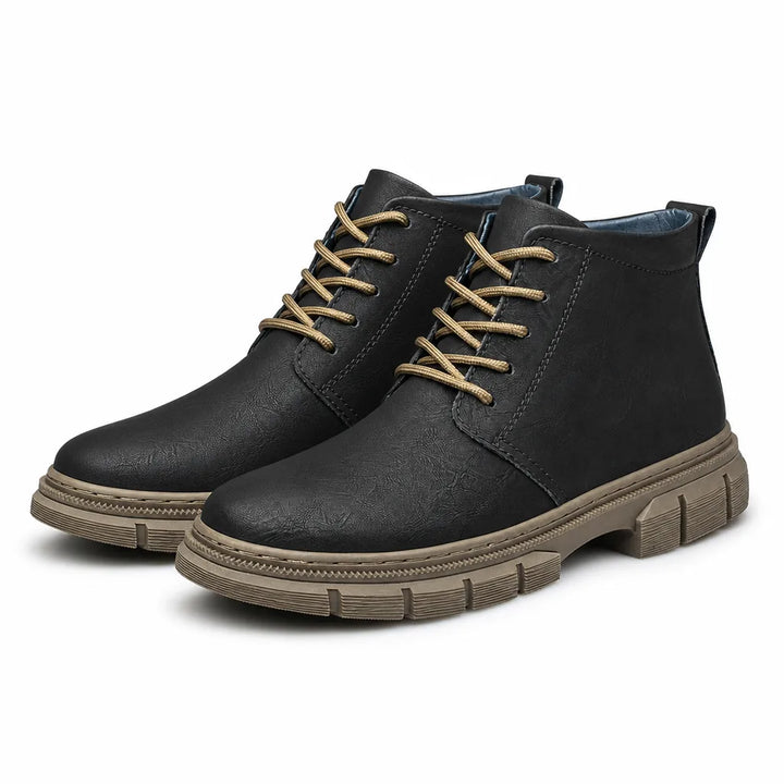 Russell | Men's Leather Ankle Winter Boots - Color:Black;Size:38