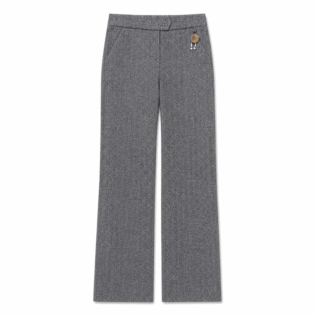 Sabine | Women Fall Wool Flare Pants - Color:Gray;Size:M